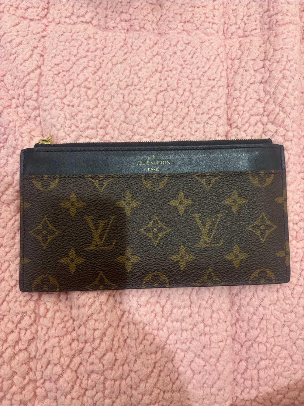 Louis Vuitton Brown Monogram & Black Leather Card Holder